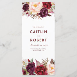 Programas de bodas con flores de Borgoña