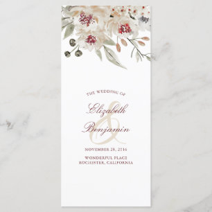 Programas de Bodas con Flores de Borgoña y Marfil