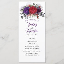 Programas de bodas con flores de ciruela morada y 