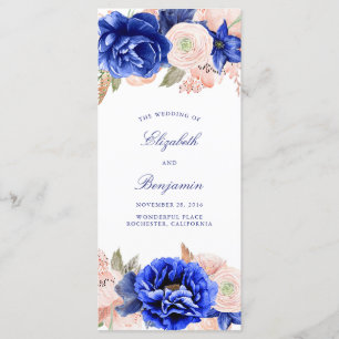 Programas de bodas con flores rosadas y de la mari