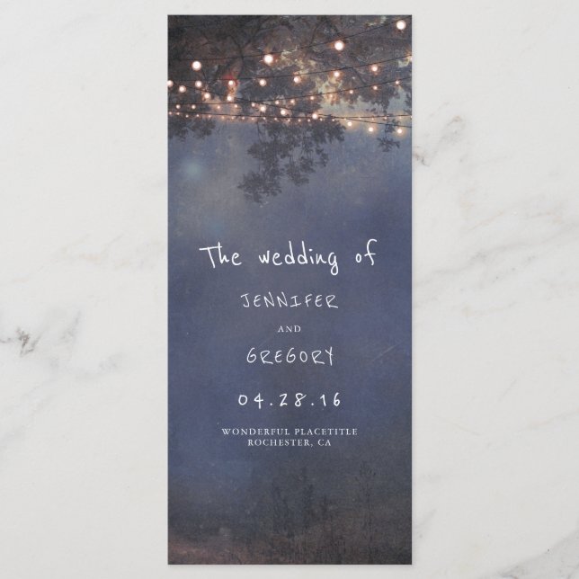 Programas de bodas con luces de árbol y cuerdas rú (Anverso)