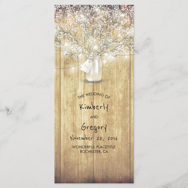 Programas de bodas de aliento para bebés de Mason  (Anverso)