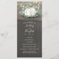 Programas de bodas de calabaza blanca de campo rús