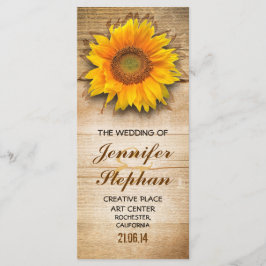 Programas de bodas de flores de madera y girasol
