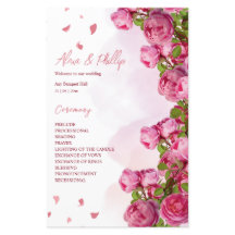 Programas de bodas de flores rosadas elegantes
