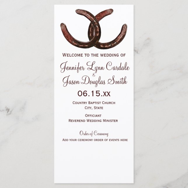 Programas de bodas de herradura en el campo rústic (Anverso)