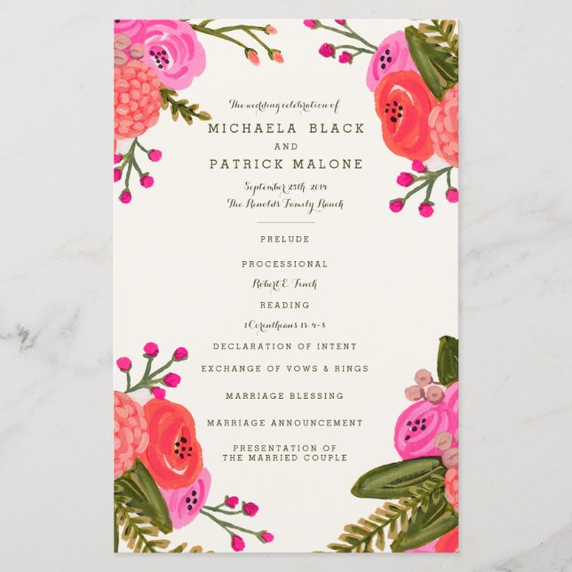Programas de bodas de jardín vintage (Anverso)