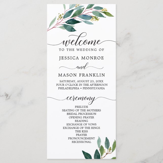 Programas de bodas de los verdes del jardín (Anverso)