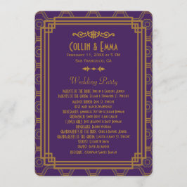 Programas de bodas de morado Art Deco