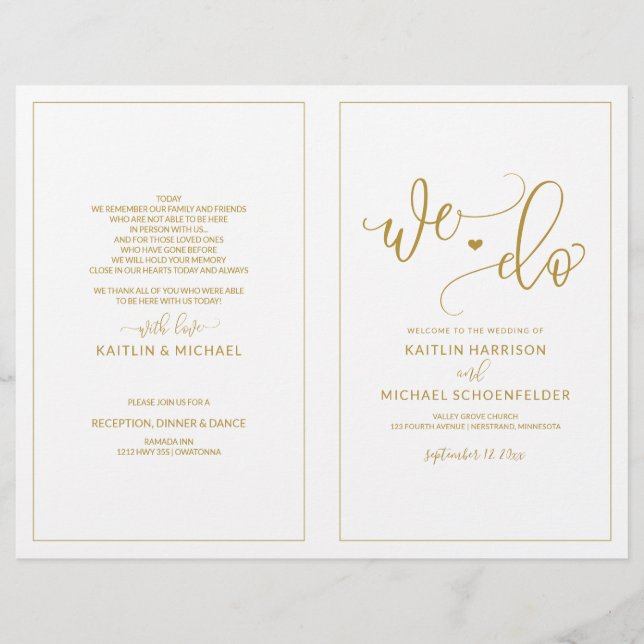 Programas de bodas de oro moderno de la caligrafía (Anverso)