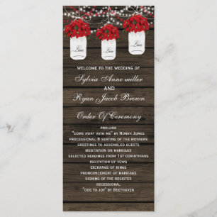 Programas de bodas de tarro de albañil de madera