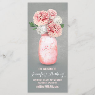 Programas de bodas de tarro de albañil pintados