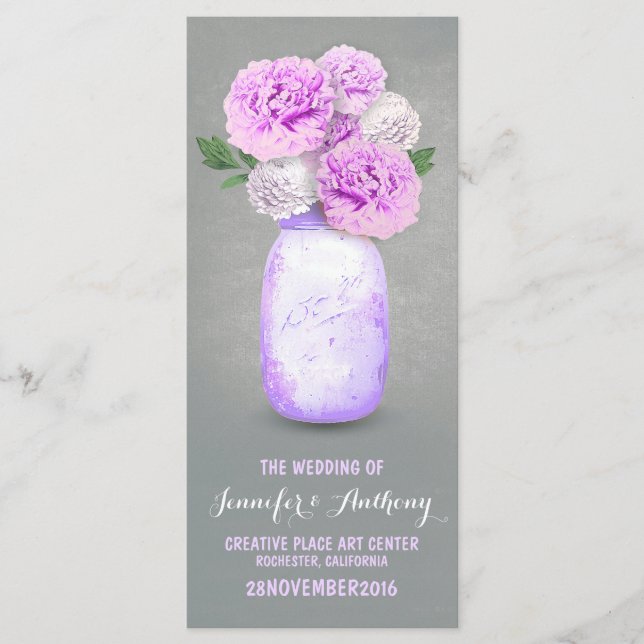 Programas de bodas de tarro de albañil pintados (Anverso)