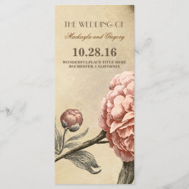 Programas de bodas de vintage con peones rosados