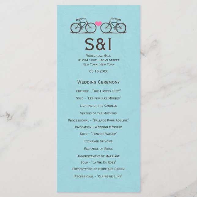 Programas de bodas en bicicleta de época (Anverso)