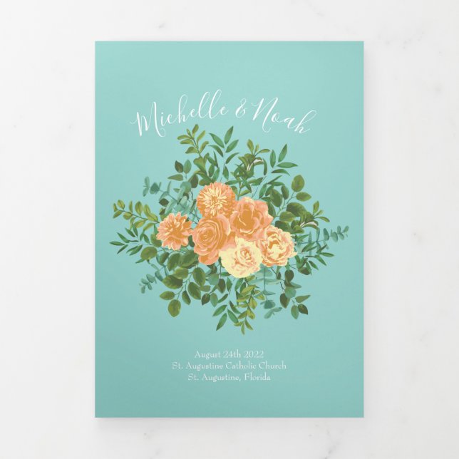 Programas de Bodas Florales de Peach & Aqua Peony  (Foto de portada)