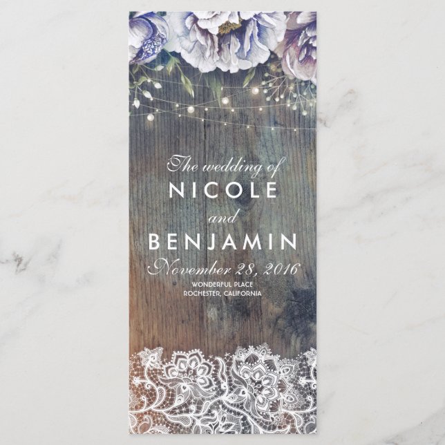 Programas de Bodas Florales Dusty Blue y Maroon (Anverso)