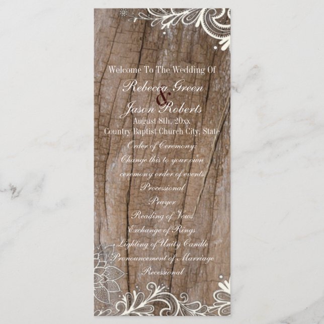 programas de bodas nacionales de encaje de madera  (Anverso)