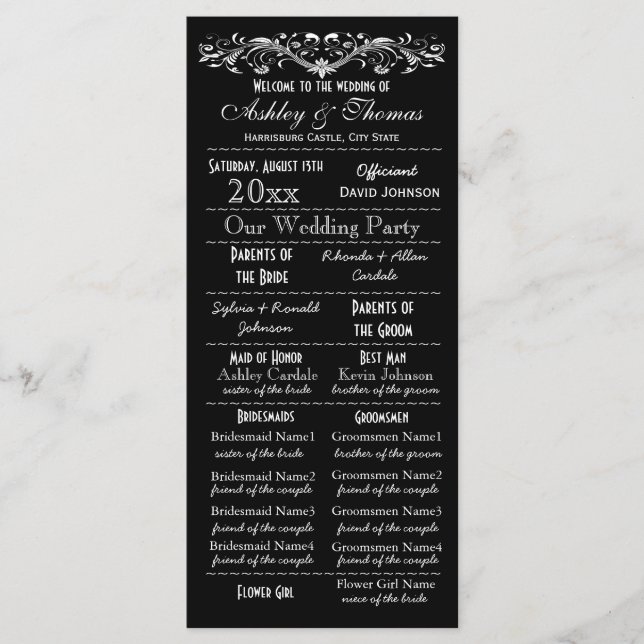 Programas de Bodas Negras al Estilo Tipográfico Vi (Anverso)