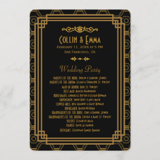 Programas de bodas negras Art Deco