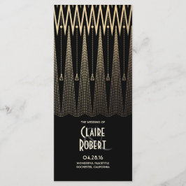 Programas de bodas negras y doradas Art Deco