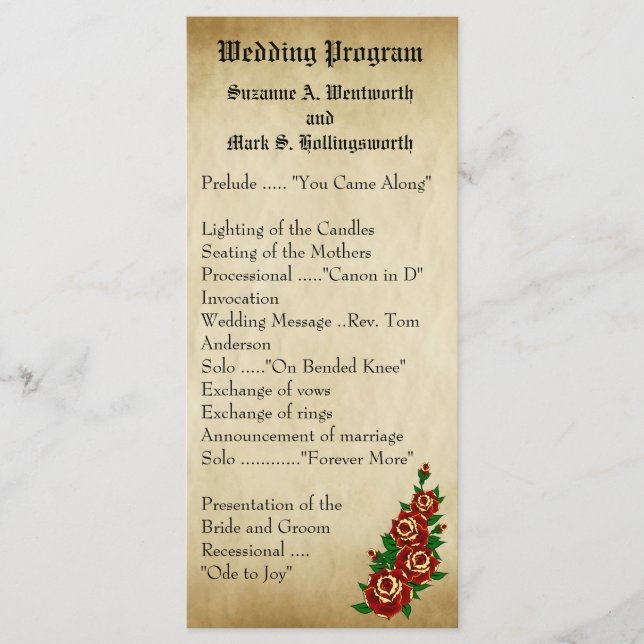 Programas de Bodas Tattoo Red Rose, Tatuajes, Rosa (Anverso)