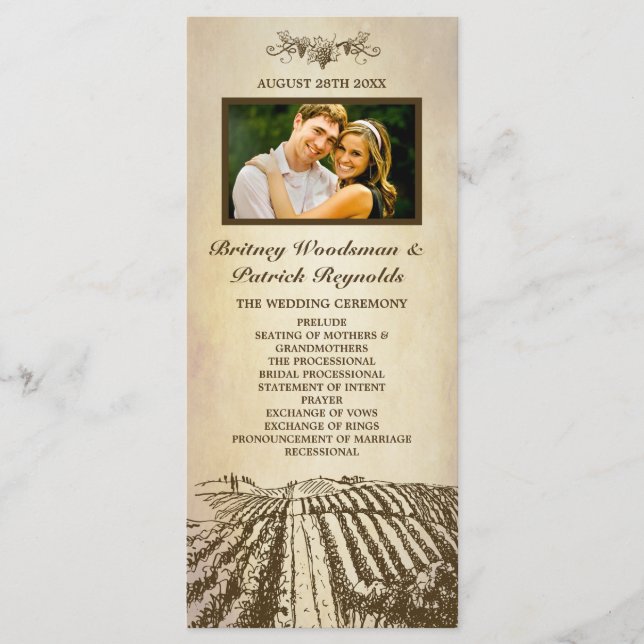 Programas de Bodas Vineyard de la Toscana Vintage (Anverso)