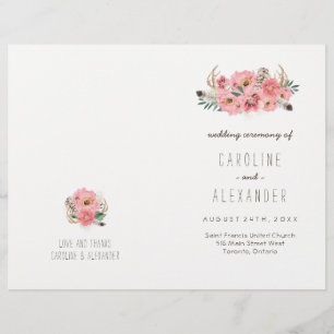 Programas de Boho Tribal Bohemian Feather Weddding