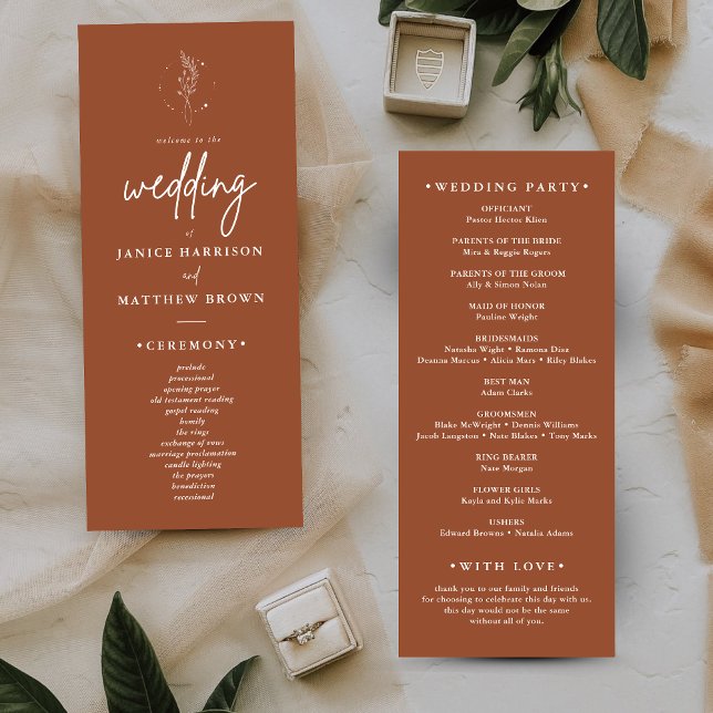 Programas de Boho Wedding Naranja quemado minimali (Subido por el creador)