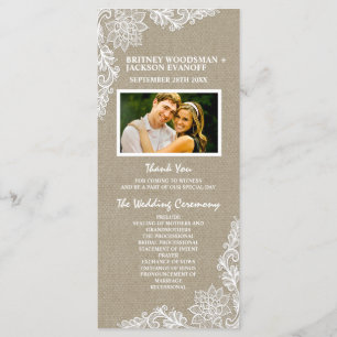 Programas de Burlap y de Boda de Lace