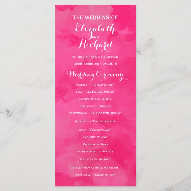 Programas de casamiento de color romance (Anverso)