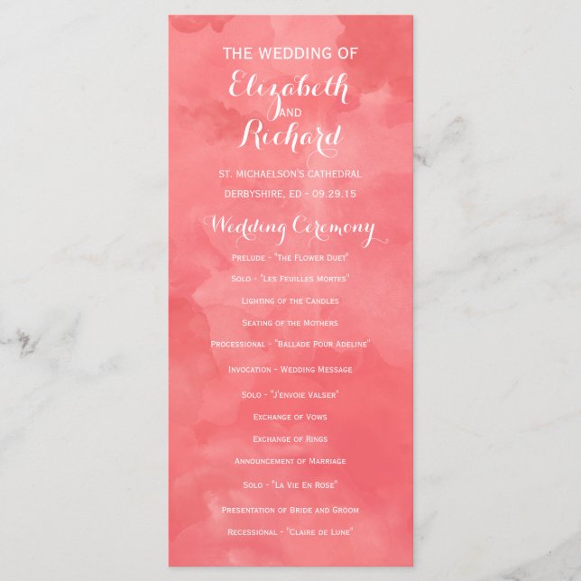 Programas de casamiento de color romance (Anverso)