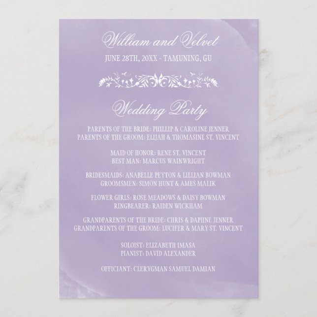 Programas de casamiento de colores (Anverso)