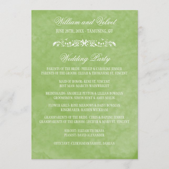 Programas de casamiento de colores (Anverso)