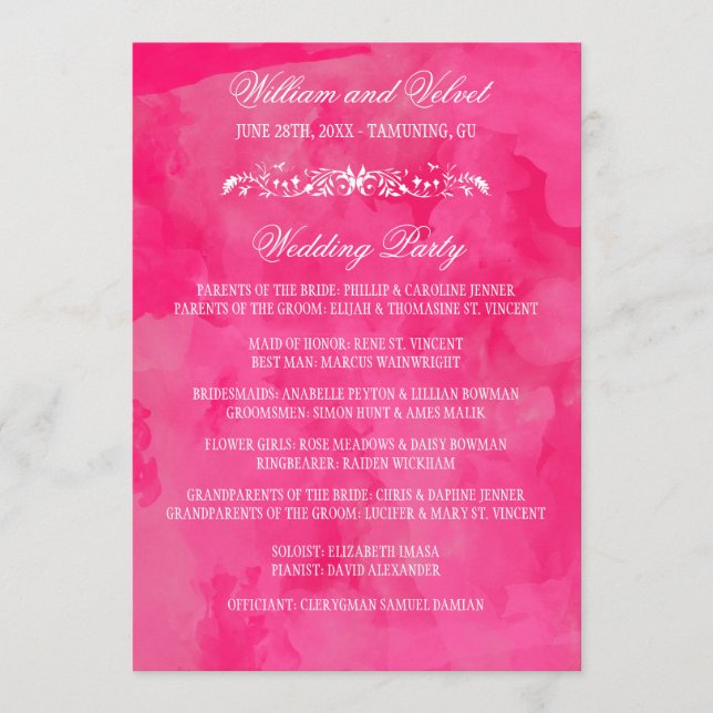 Programas de casamiento de colores (Anverso)