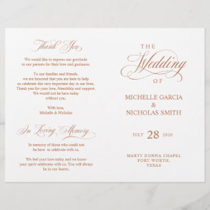 Programas de Ceremonia boda, cobre de elegancia cl