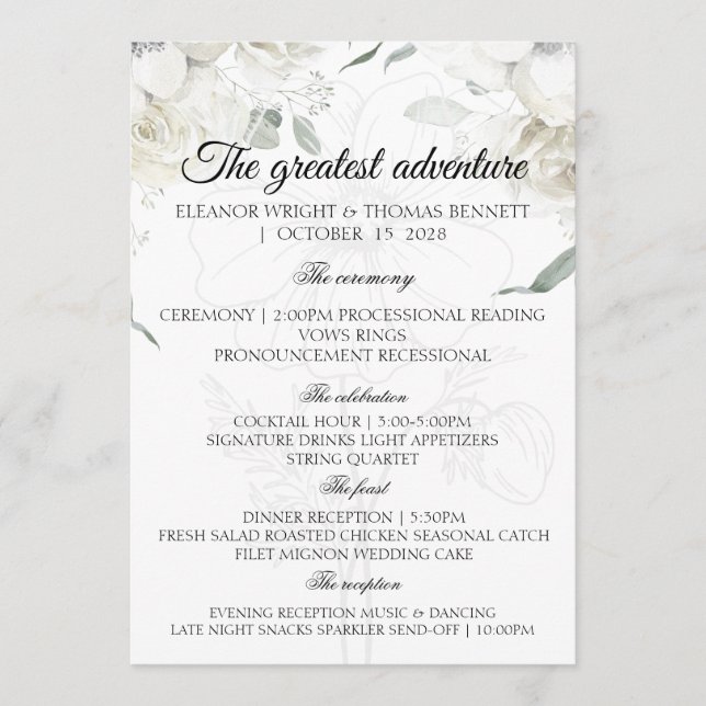 Programas de Ceremonia de Boda Burgundy con Floral (Anverso)