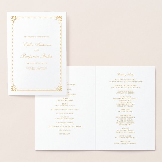 Programas de Ceremonia de Boda con Marco Elegante (Demostración)