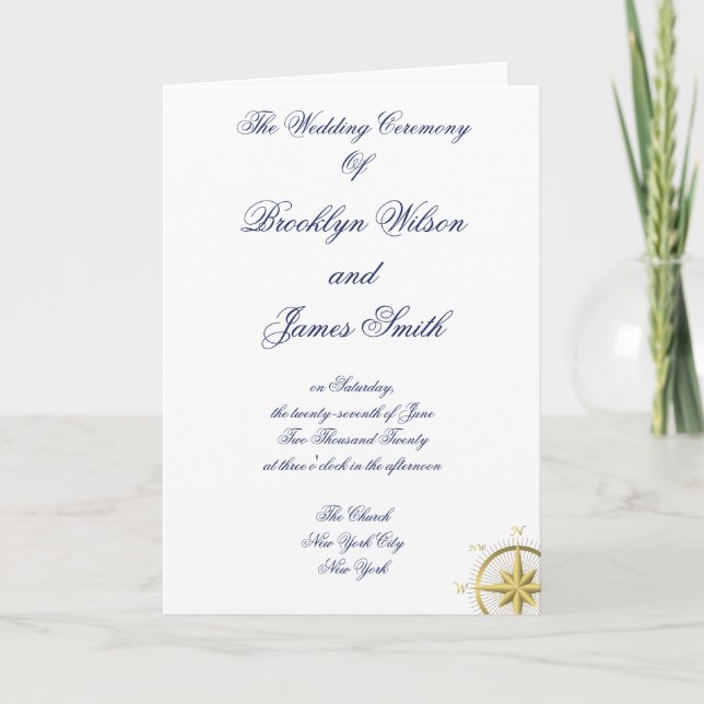 Programas de Ceremonia de Bodas Náuticos Blancos (Anverso)