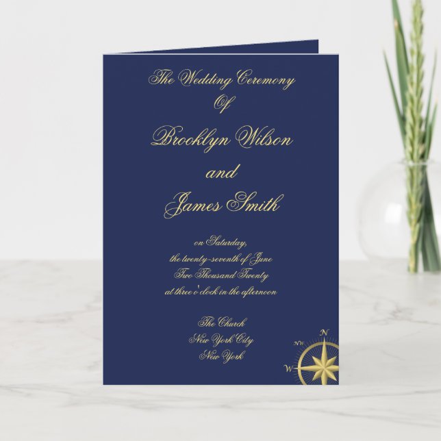 Programas de ceremonias de Boda azul (Anverso)