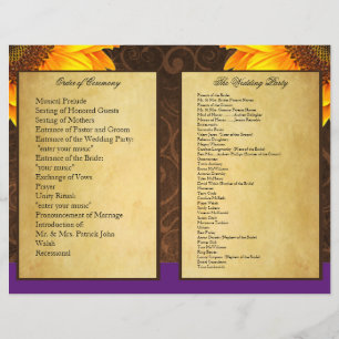 Programas de ceremonias de Boda de girasol púrpura