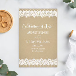 Programas de ceremonias de kraft rústico y Boda de