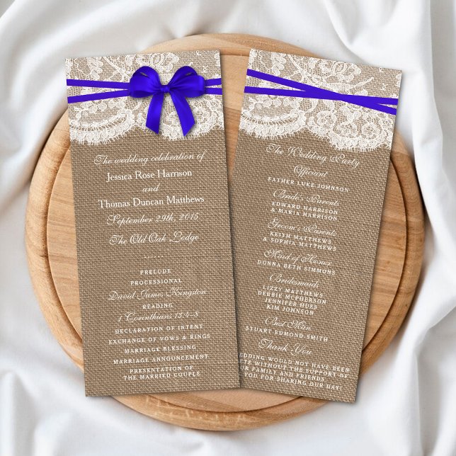 Programas de Colección Rustic Blue Bow Boda (Subido por el creador)