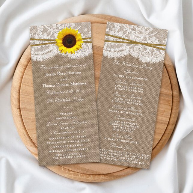 Programas de Colección Rustic Sunflower Boda (Subido por el creador)