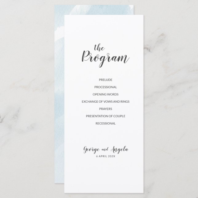 Programas de Fiesta azul acuarela (Anverso / Reverso)