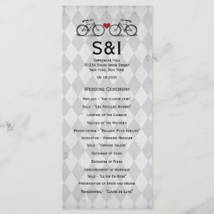 Programas de la boda de la bicicleta del vintage