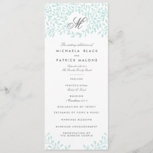 Programas de la boda del jardín secreto - menta
