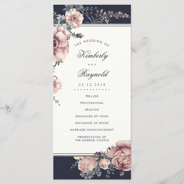 Programas de matrimonio acuático con flores de mar (Anverso)