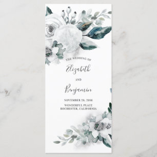 Programas de matrimonio de acuarela blanca floral