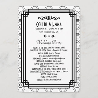 Programas de matrimonio de Art Deco Blanco y Negro